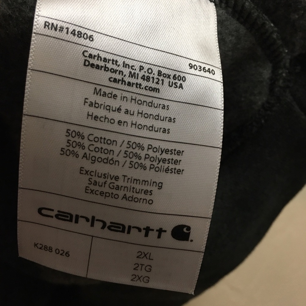 Carhartt Loose Fit Hoodie Sweatshirt 2XL Grey Fleece Lined - Picture 8 of 10